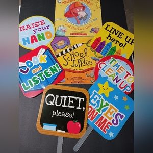 Teacher begining of year attention getting paddles and books